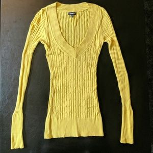 Express Yellow Cable Knit Sweater